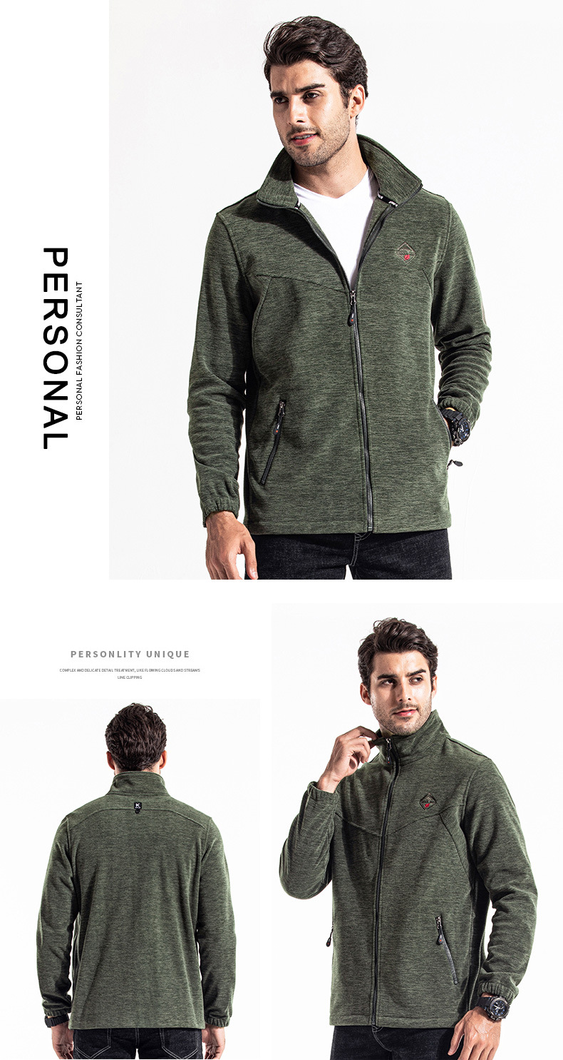 狼爪布莱特抓绒衣男户外运动双面绒秋冬加厚保暖摇粒绒开衫外套