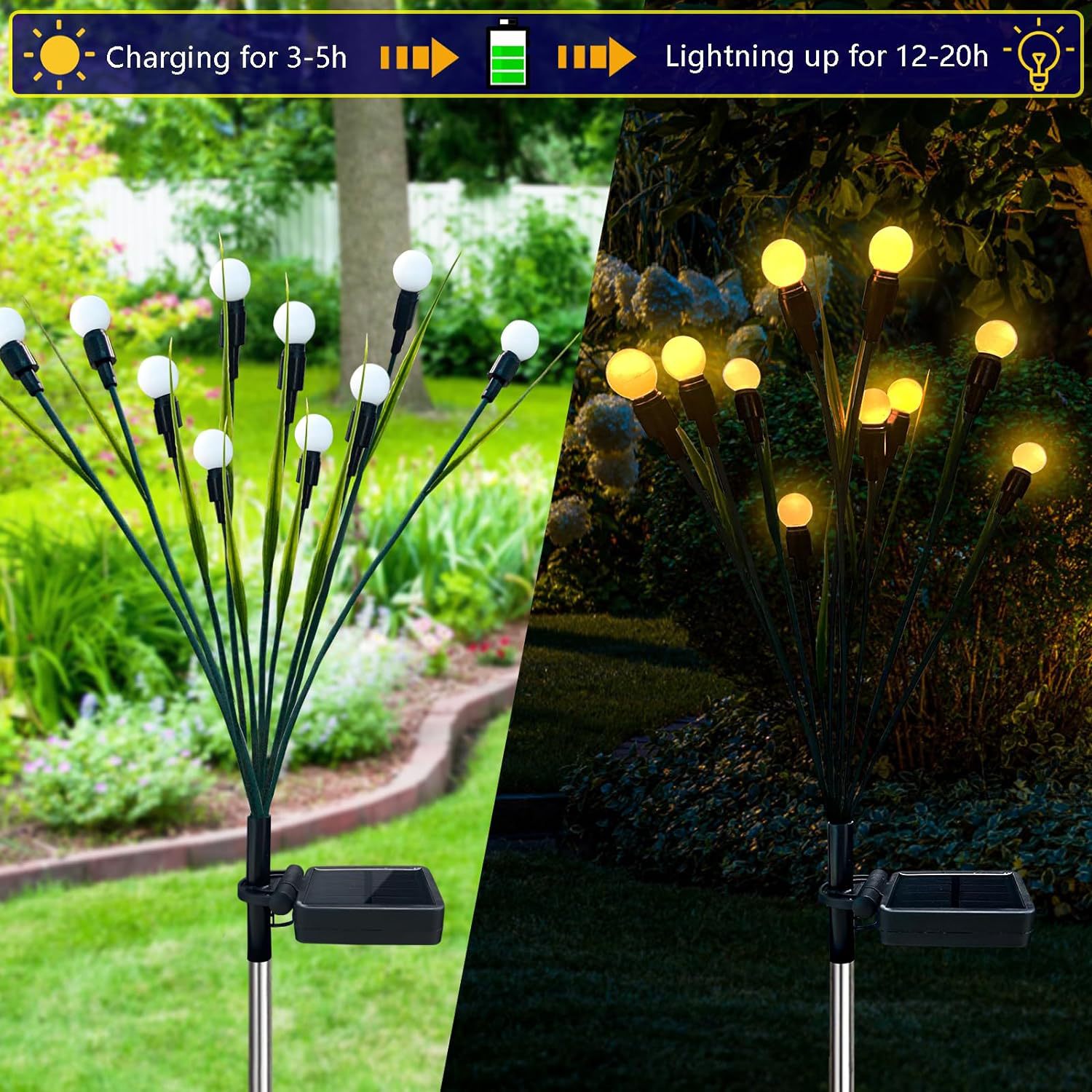 New Solar Lawn Lamp Led Dynamic Green Leaf Firefly Light Swing Floor Outlet Outdoor Garden Landscape Lamp
