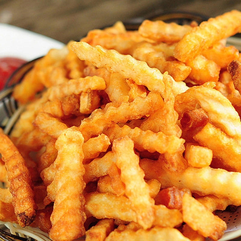 波浪薯条半成品同款波浪曲薯条冷冻波纹薯条油炸商用4斤