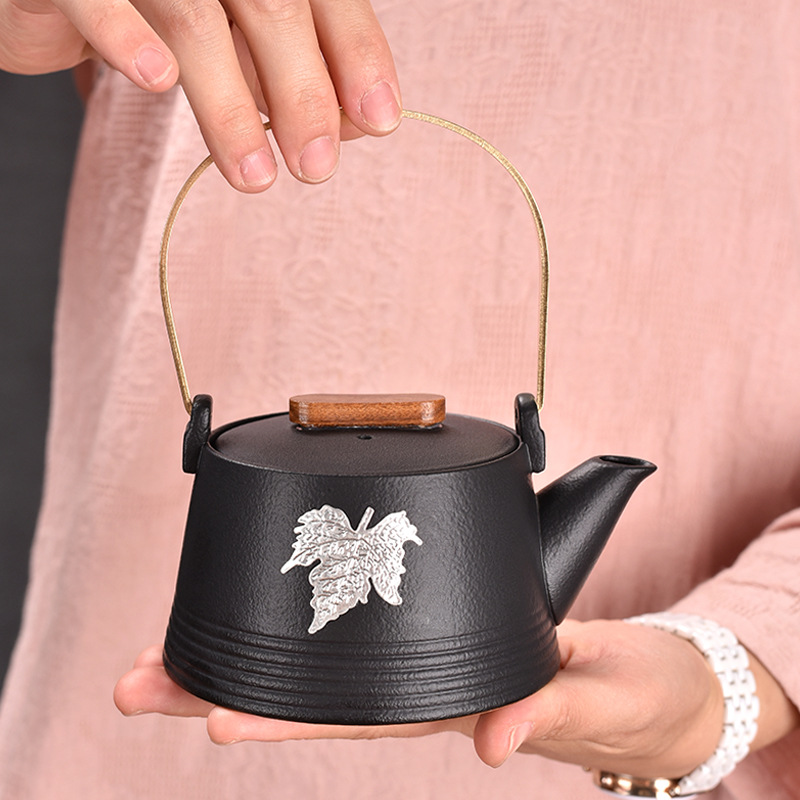 黑陶茶壶提梁壶陶瓷泡茶器带过滤大号单壶功夫茶具配件-阿里巴巴