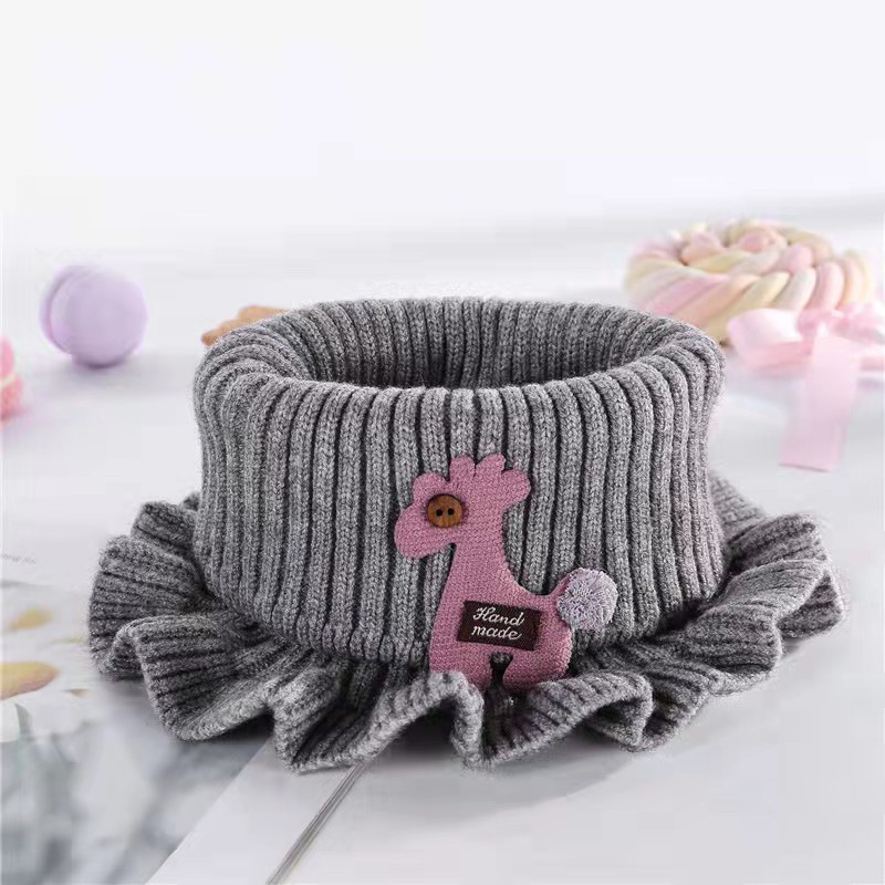 Neck Cartoon Knitted Scarf Thermal and Windproof Baby Shawl Fake Collar Bandana Trendy New Autumn and Winter Children's Circumference