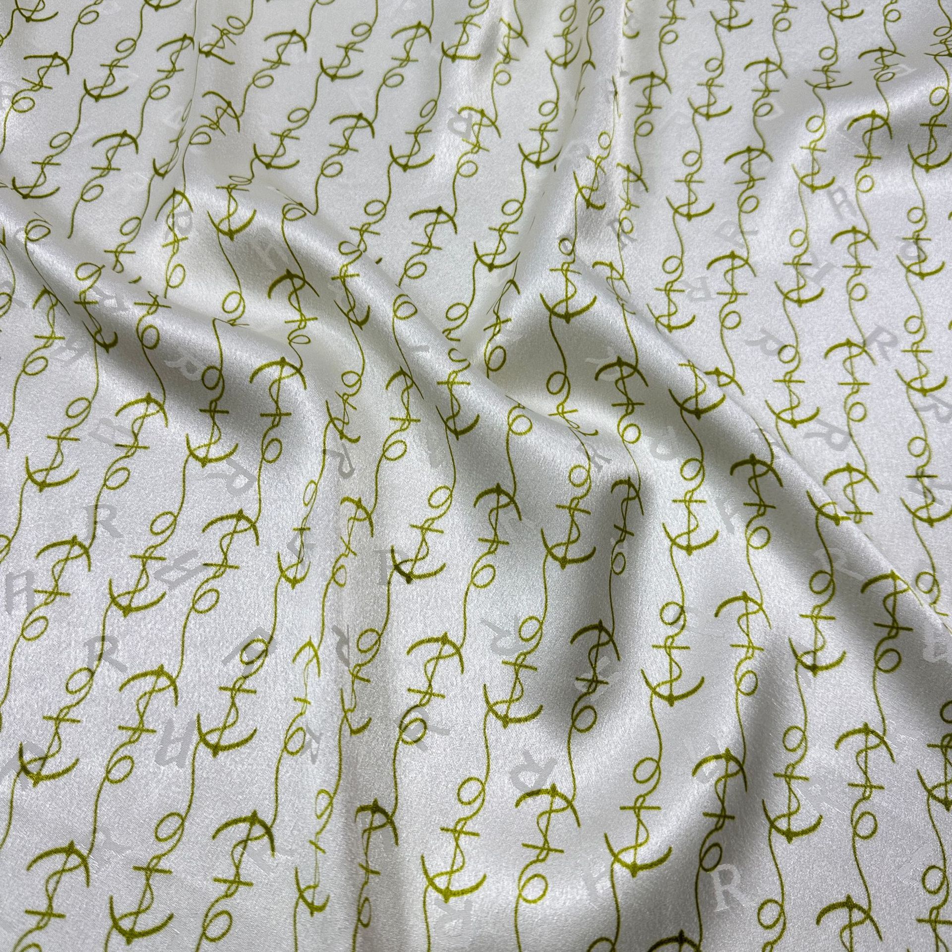 新中式国风高级缎面字母提花 水印花面料 新款旗袍衬衫连衣布料