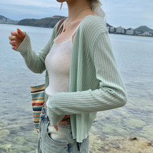 纯色针织开衫女薄款修身2024夏季新款高级感休闲显瘦短款防晒外套