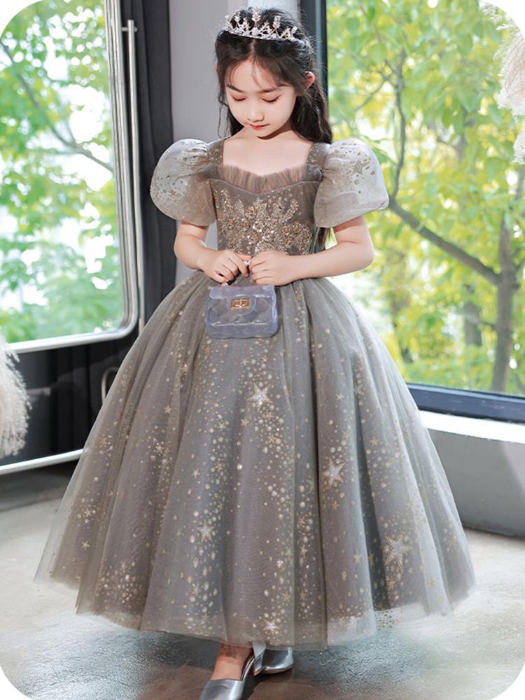 女童礼服公主裙高贵生日宴儿童主持人演出服钢琴演奏晚礼服花童冬