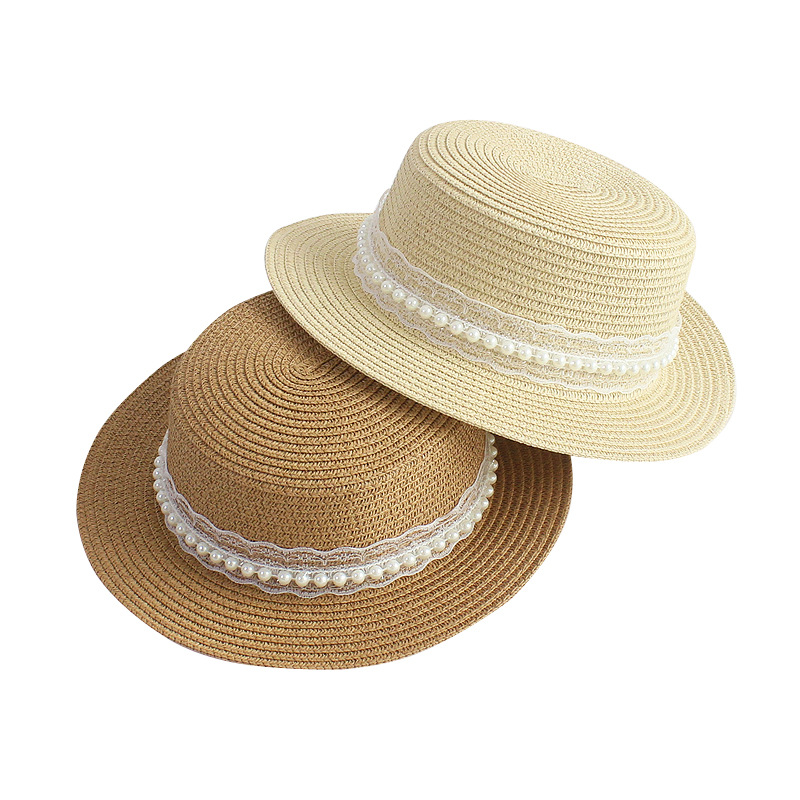 Summer New Korean Style Ribbon British Style Straw Hat Fashion French Simplicity Sun-Proof Flat Top Hat Sun-Proof Hat