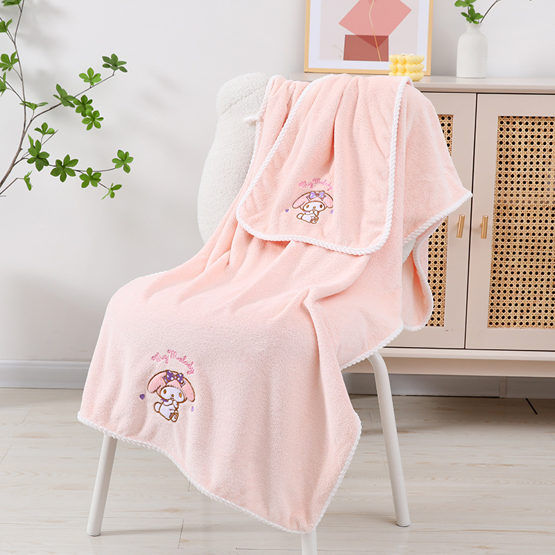 Cross-Border Spot Wholesale Girl Cute Towel Bath Towel Quick-Drying Household Melody Sanrio Set Cartoon Absorbent