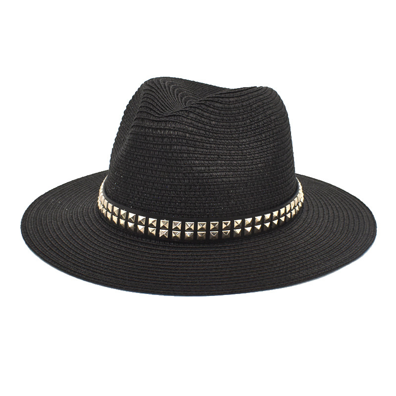Summer Ladies New Straw Hat Beach Hat Men's and Women's Seaside Outdoor Sun Protection Sun Hat Sun Hat Jazz Top Hat