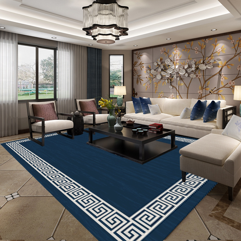 新中式客厅全铺地毯tpr布底卧室床边毯国风地垫多尼尔可折叠地毯