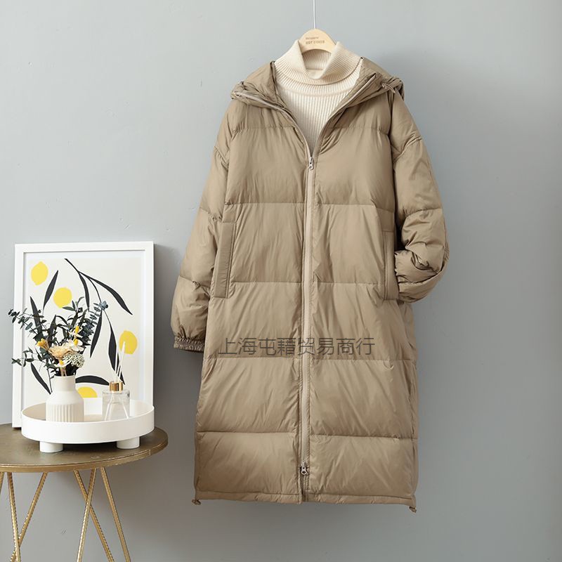 清仓羽绒服女长款过膝宽松连帽加厚白鸭绒面包服冬装外套反季特价