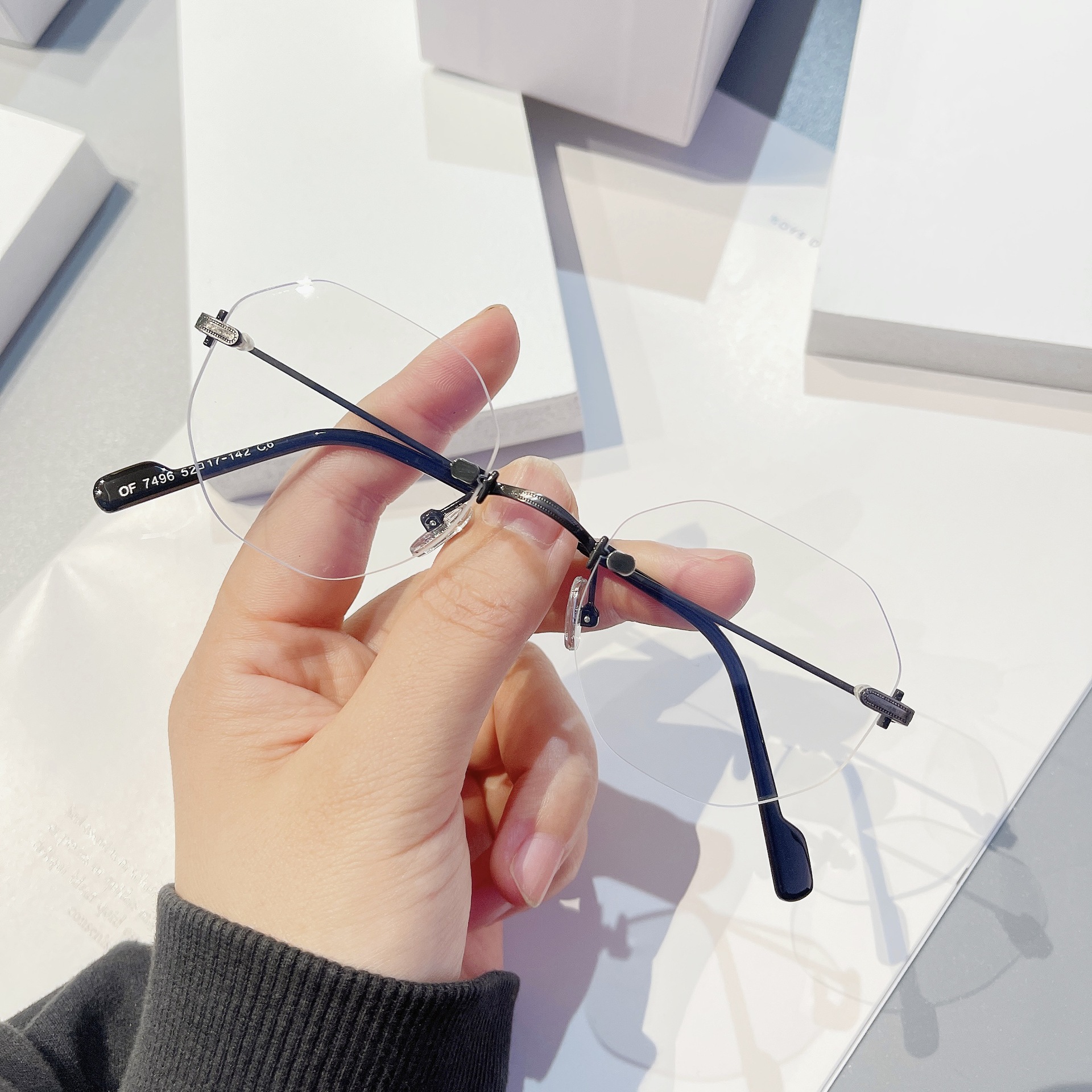 奥斯曼7496无框眼镜斯文素颜网红同款韩版复古防蓝光平光镜男女潮