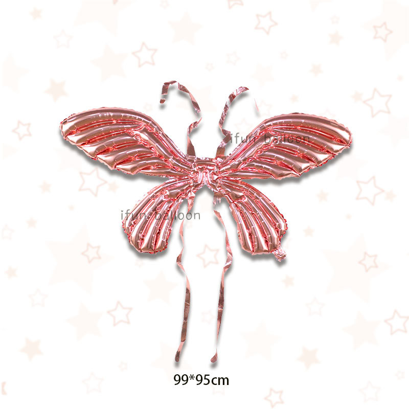 Internet Celebrity Back-Mounted Butterfly Wings Aluminum Coating Ball Stall Angel Baby Children's Day Hanging Back Rocket Wings Balloon