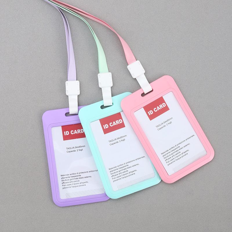 Macaron Color Abs Student Card Access Control Badge Waterproof Bus Pass Id Card Holder Trade Fair Lanyard Work Card