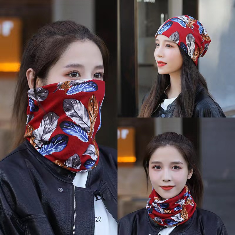 Variety Scarf Men's and Women's Pile Heap Cap Autumn and Winter Double-Layer Warm Outdoor Riding Scarf Mask Large Version Twisted Hat