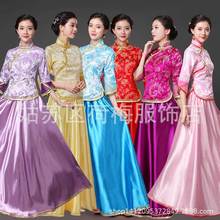 古装民国风小姐装古筝演出服中国风中式婚礼姐妹伴娘服合唱团礼服