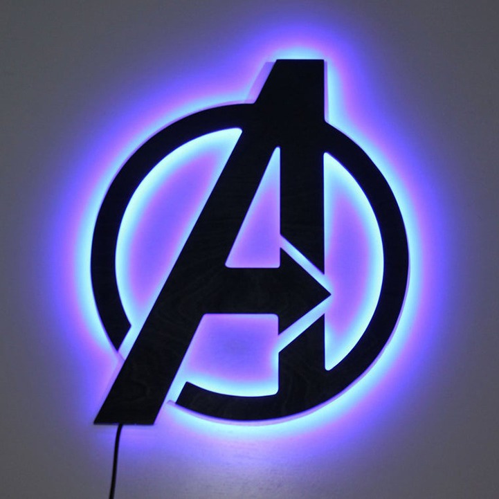 漫威复仇者联盟avengers创意led夜灯壁灯家饰灯超级英雄标志灯