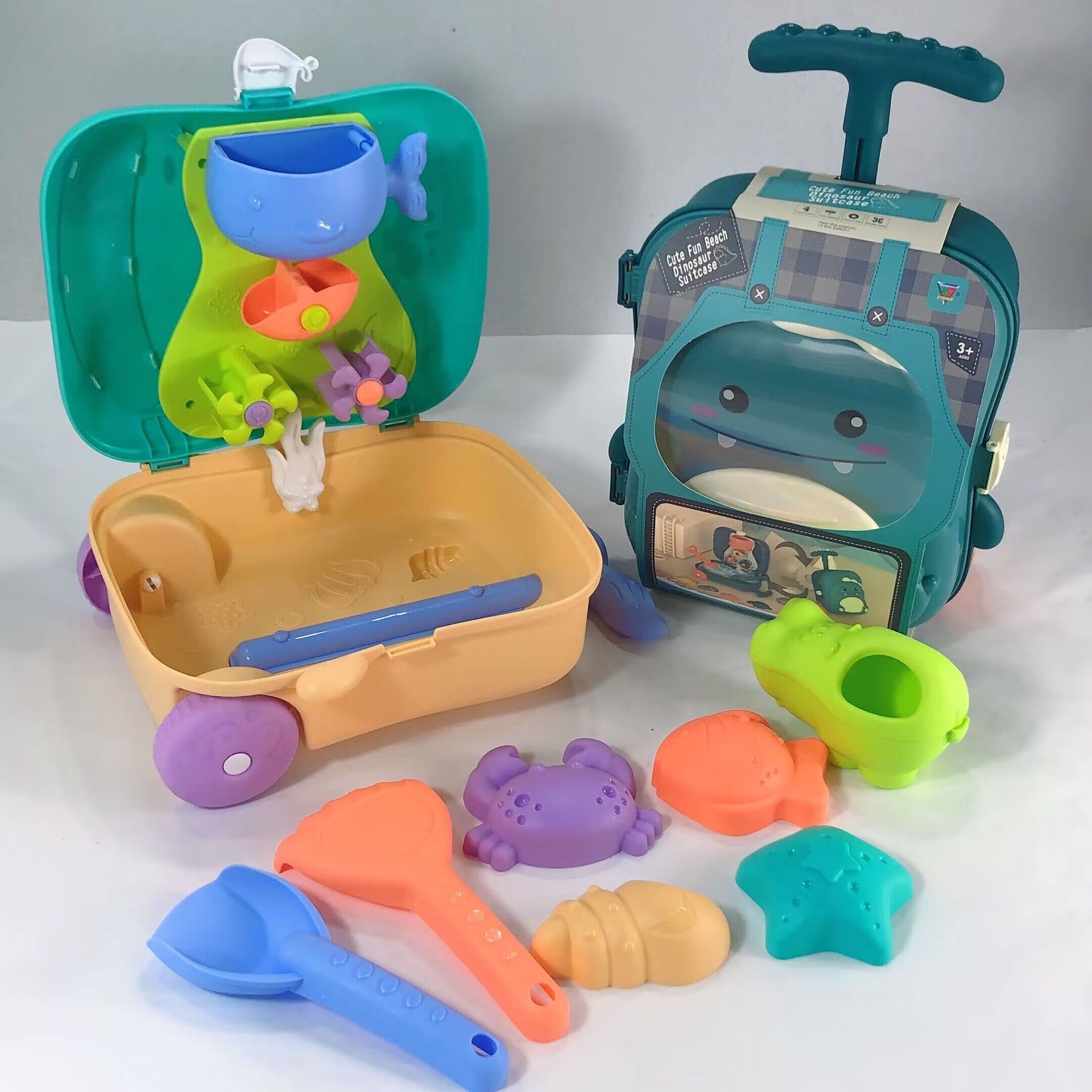 跨境厂家货源儿童沙滩玩具拉杆箱戏水玩具套装沙沙铲户外玩具批发