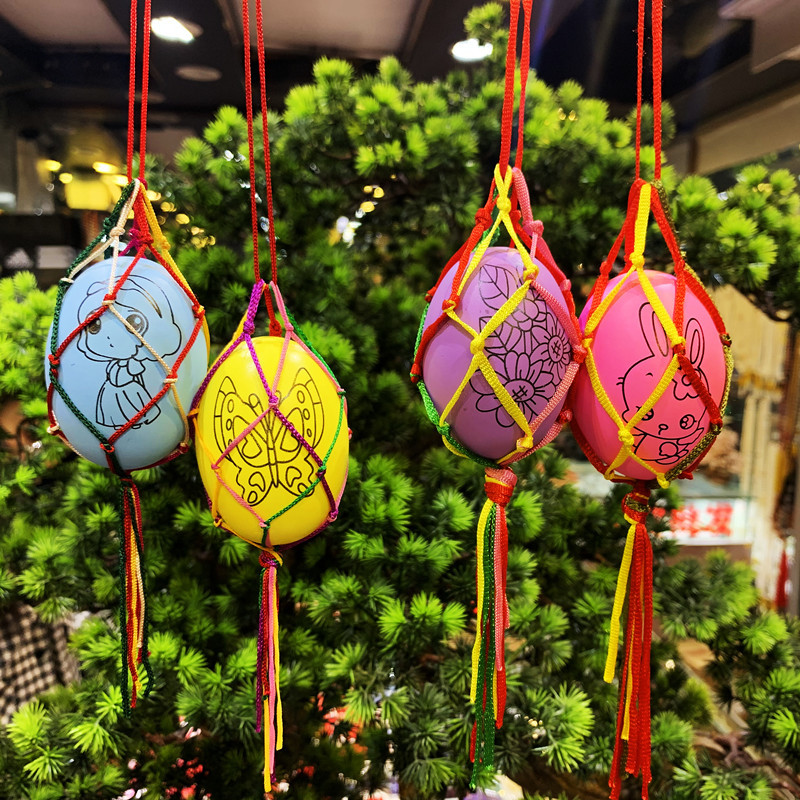 立夏端午节幼儿园儿童编织五彩绳鸡蛋鸭蛋袋蛋兜蛋网挂脖成品批发