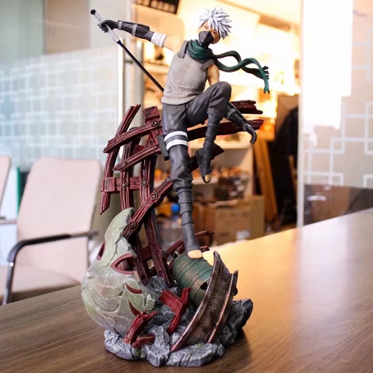 动漫批发 火影忍者 暗部卡卡西 围巾 场景 雕像 模型 盒装手办