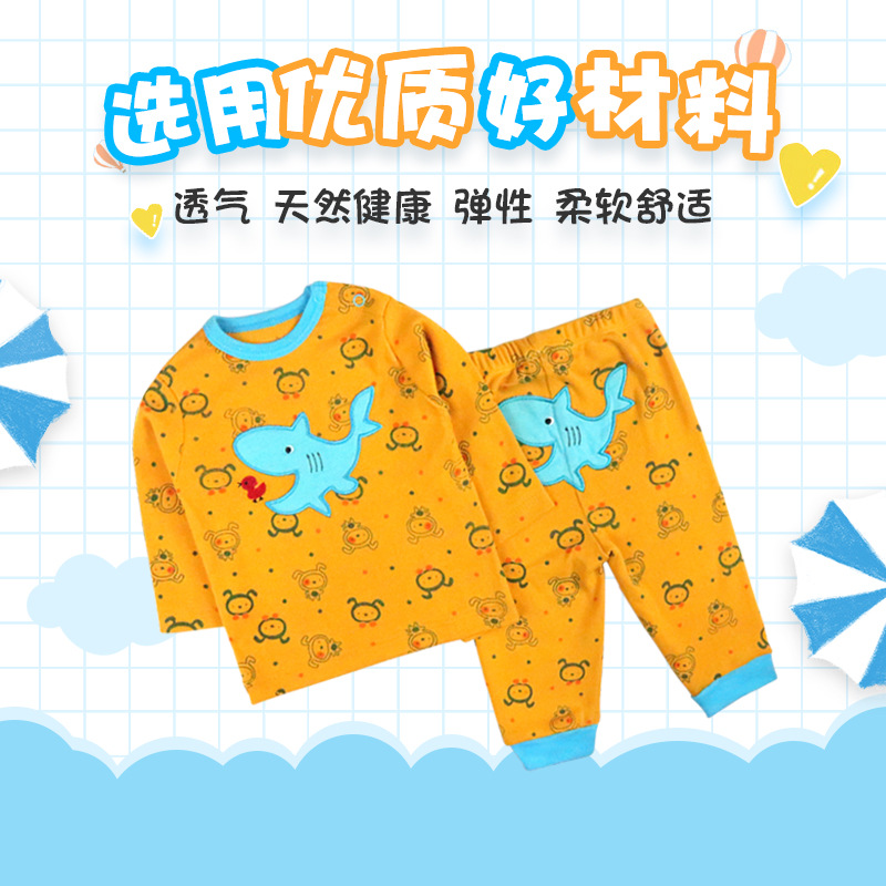 2022 New Newborn 2 Piece Set Cartoon Long Sleeve T-shirt Butt Trousers Spring and Summer Long Sleeves T-shirt Trousers Suit