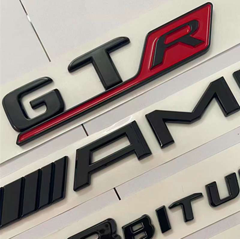 适用于新款奔驰gtr黑色车标尾标改装gtr amg后尾标v8黑武士侧标贴