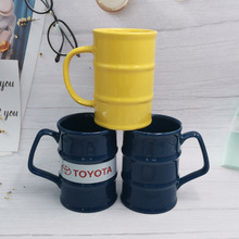 个性陶瓷杯油桶型外贸咖啡杯印刷logo创意陶瓷马克杯竹节杯礼品