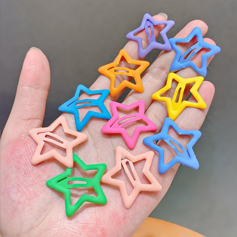 彩色五角星发夹 多巴胺女孩发夹 可爱刘海侧边碎发夹子 1元店货源