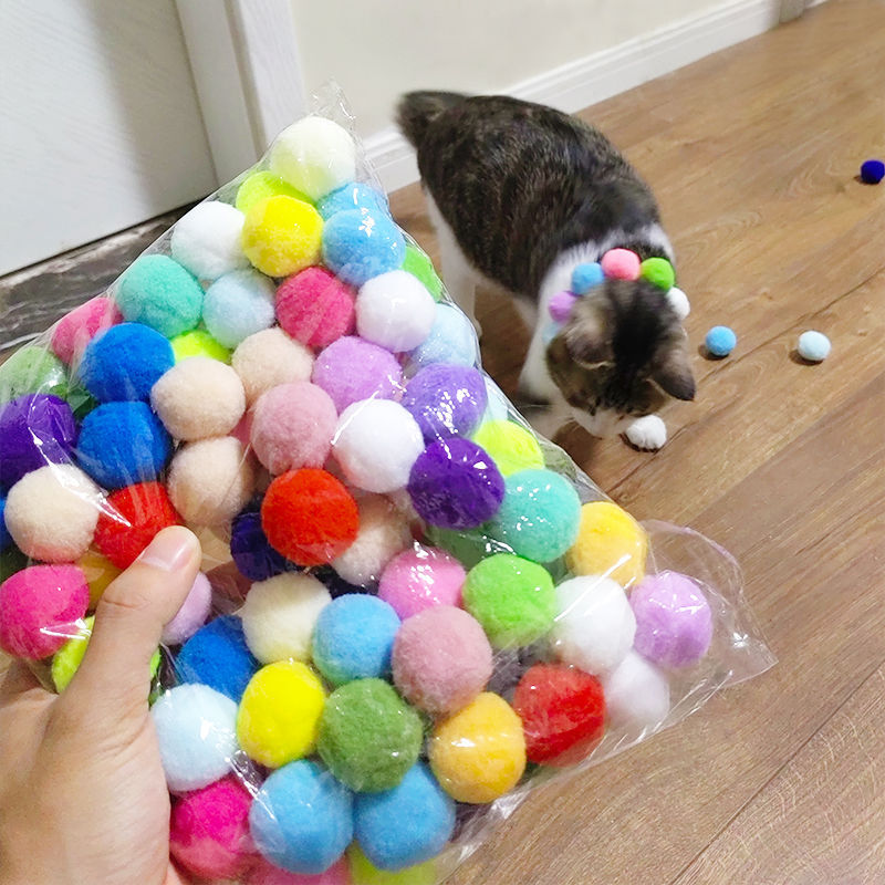 Cat Pompons Launch Gun Relieving Stuffy Self-Hi Mute Ball Cat Toy Pompons Micro Elastic Static Sticky Ball