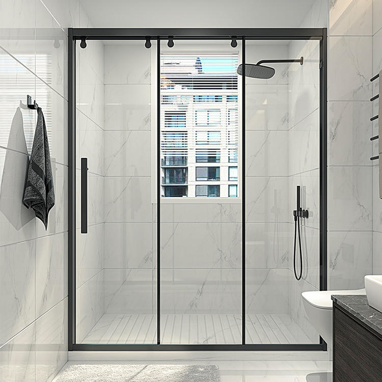 浴室一字形联动洗澡间卫生间干湿分离玻璃隔断移门淋浴房家用浴屏