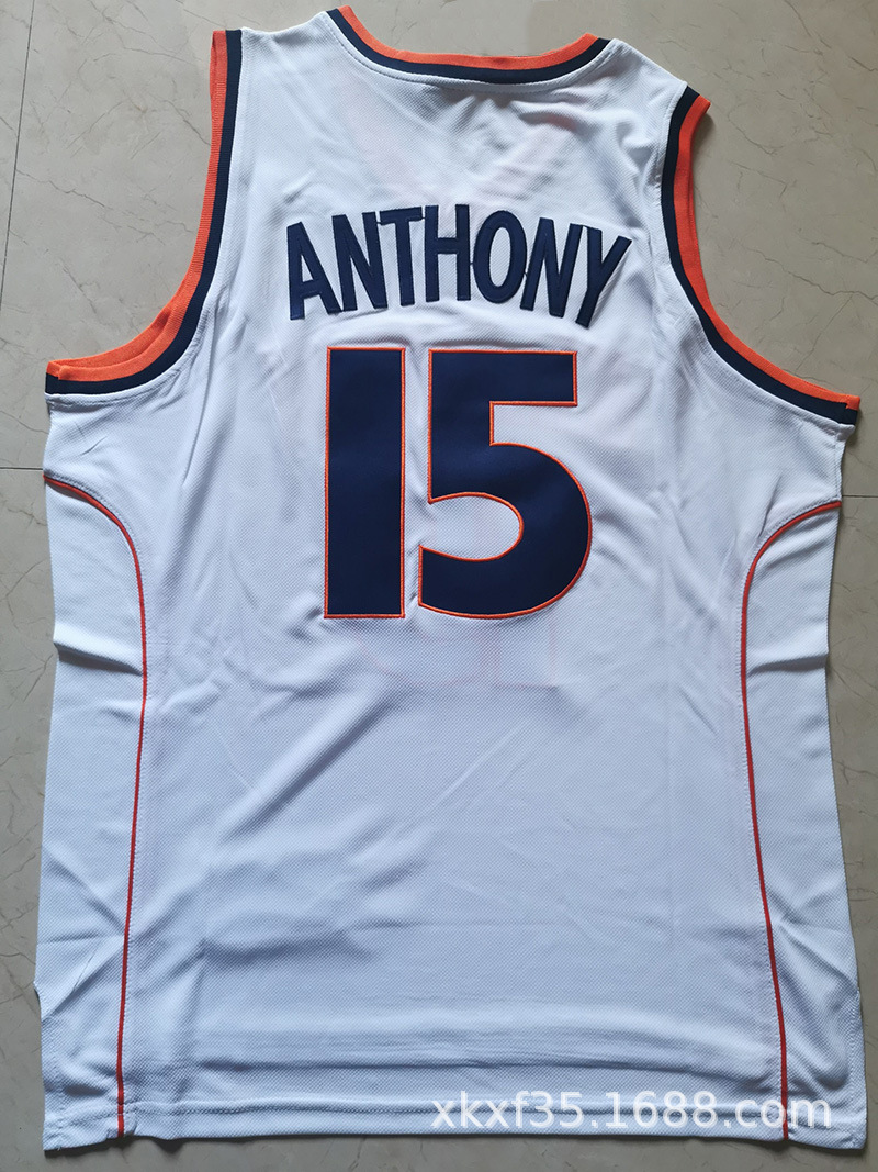 雪城大学15号安东尼白桔橘黑色大学版刺绣篮球服ncaa球衣一件代发