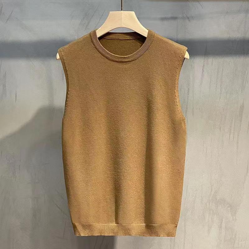 Spring and Autumn Men's Top Knitted Sweater Vest Coat New Casual All-Match Fashion Korean Style Solid Color Vest Handsome