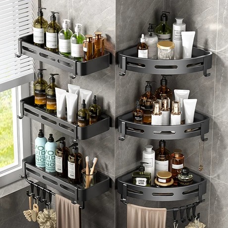 bathroom triangle storage rack punch-free alumimum toilet shower wall-mounted corner storage rack storage rack