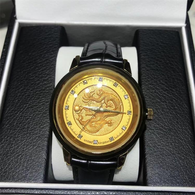 金箔龙凤和田玉石英手表男女情侣款手表复古镶钻高档金店会销礼品