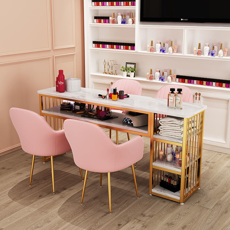 美甲桌子桌椅套装美甲店日式轻奢单双人台双层指甲简约特价经济型