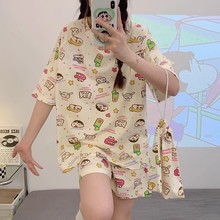 新款睡衣女士夏季短袖大码ins风韩版可爱卡通休闲家居服学生套装