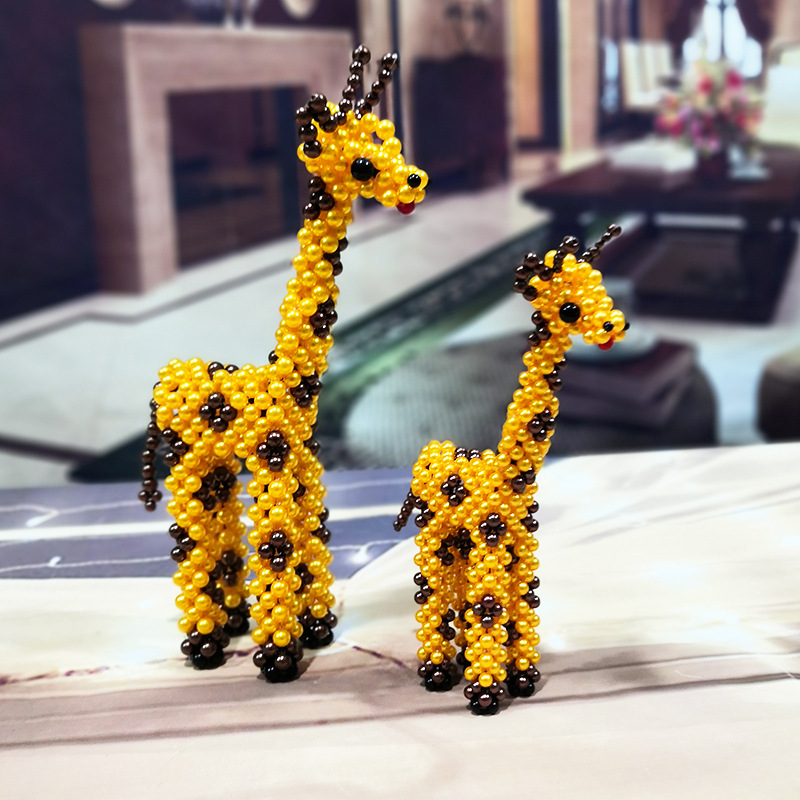 diy手工串珠材料包穿珠子工艺品散珠子小动物摆件儿童玩具长颈鹿