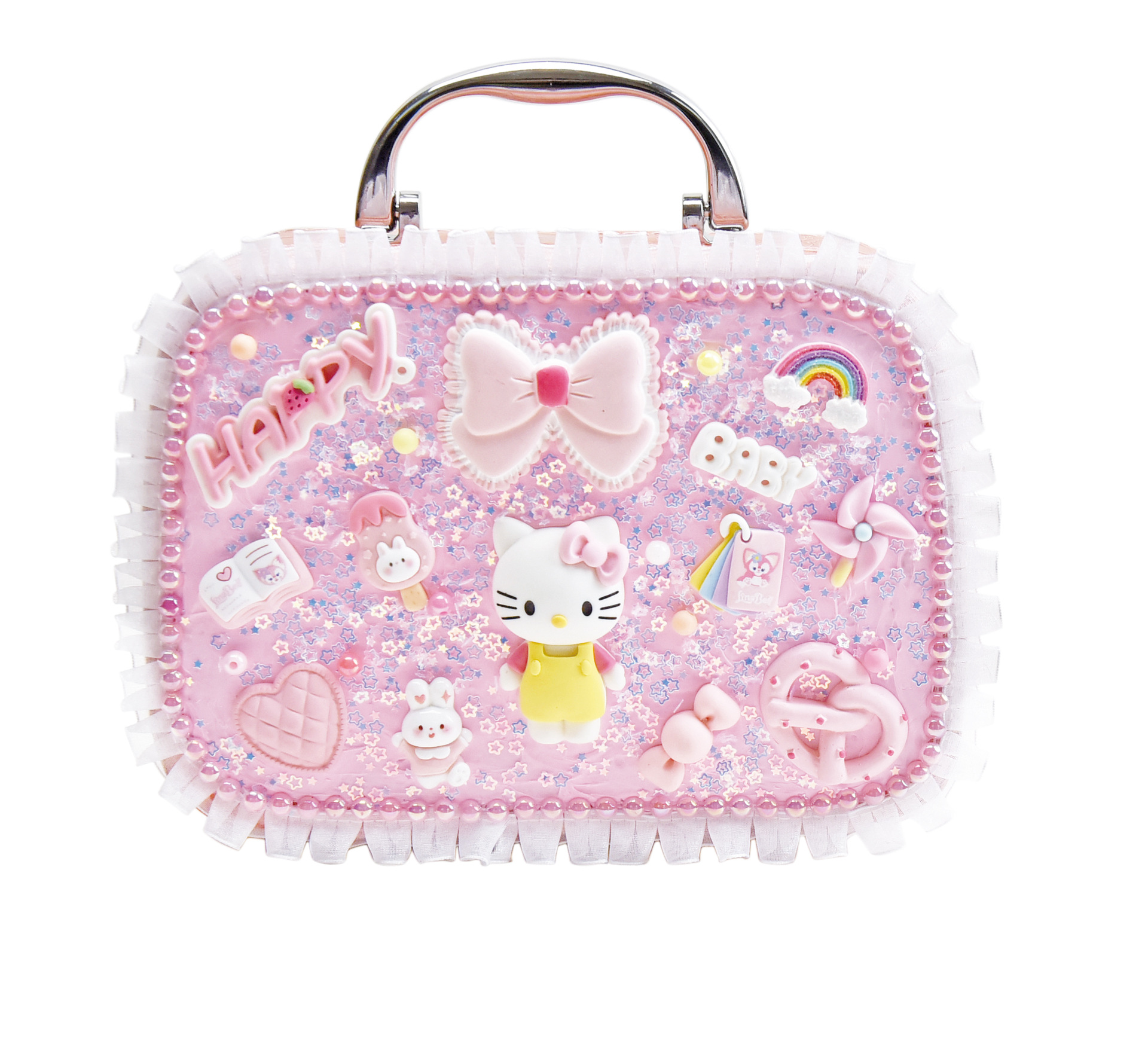 Children's Handmade DIY Waterproof Cosmetic Bag All-Match Cartoon Cute Cream Glue Handbag Girls' Toy Jewelry Box