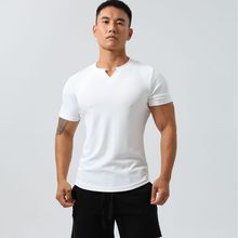 男士运动休闲速干短袖健身跑步t恤条纹修身户外透气收腹胸肌青年.