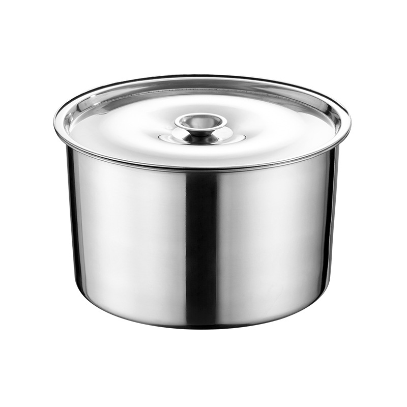 Stainless Steel Miso Commercial Hotel Kitchen Seasoning Basin Egg Bowl Non-Magnetic Thickened Miso round Seasoning Jar with Lid