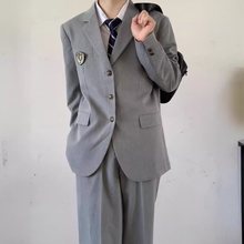 木村叔dk日系制服西装外套男士秋季中长款休闲西服女学生西裤套装