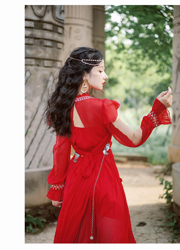 敦煌异域风情印度新疆民族风女装西域公主连衣裙沙漠拍照衣服