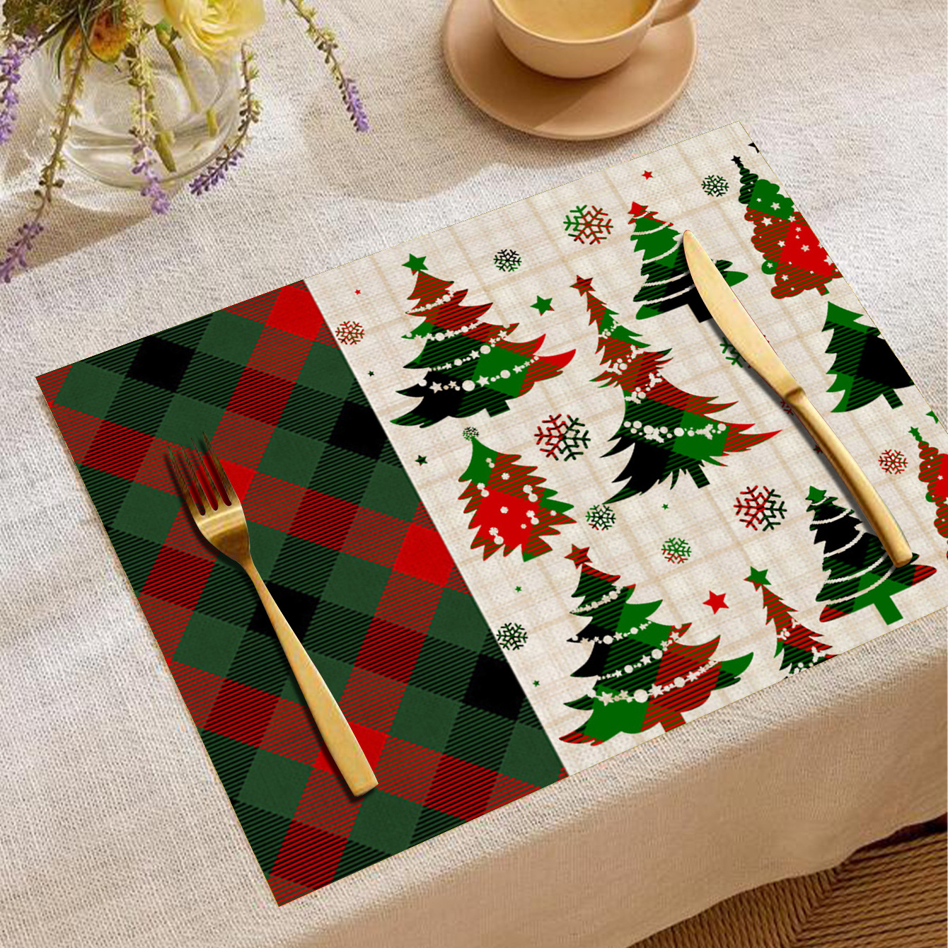 Christmas New Ornament Supplies Linen Placemat Creative Knitted Placemat Tablecloth Old People Letter Placemat