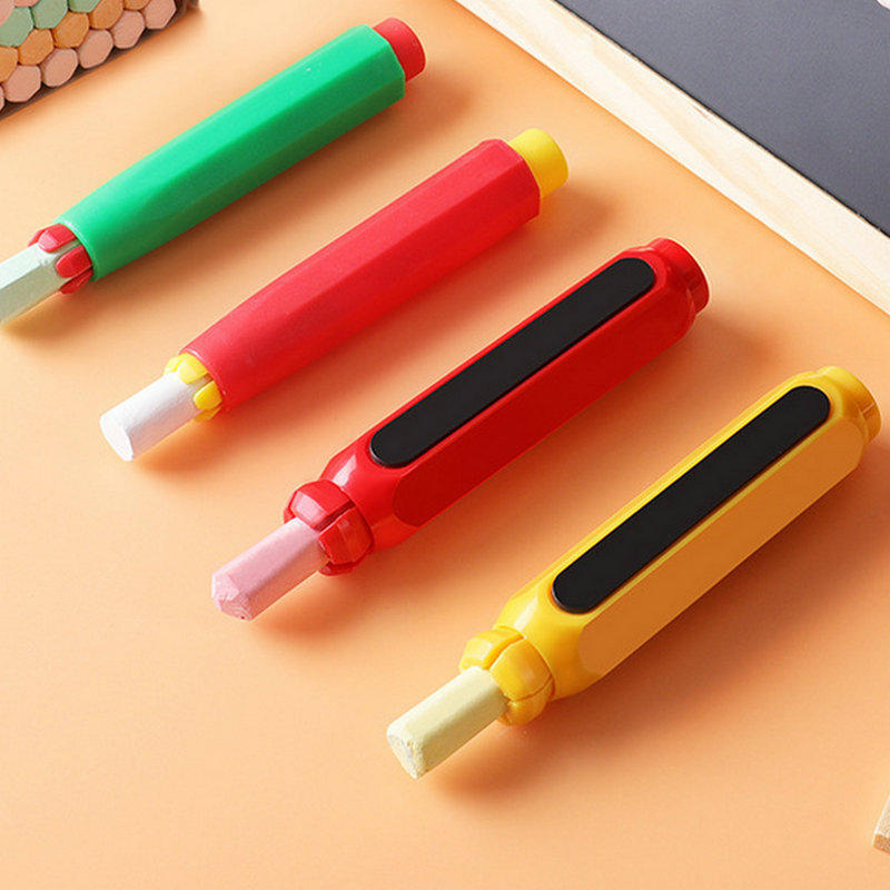 书写水溶性白色粉笔套教师儿童家用自动按动式无尘大号粉笔夹