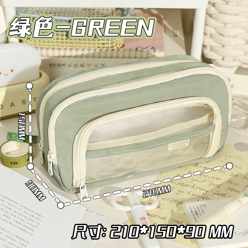 Writing Cabinet Transparent Pencil Case Stationery Primary School Girls Junior High School Student Large Capacity Pencil Case Middle School Student Ins Style