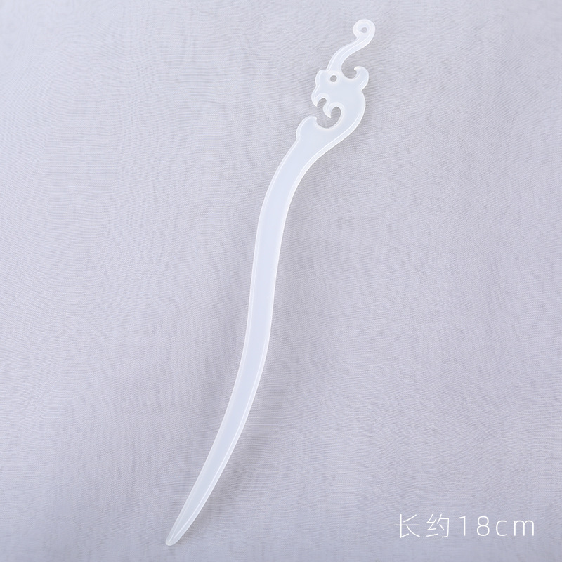 Antique Hair Accessories Acetate Hairpin Plain White Hairpin Simple Modern Imitation Jade Hair Clasp Cheongsam Accessories Headdress for Han Chinese Clothing Female