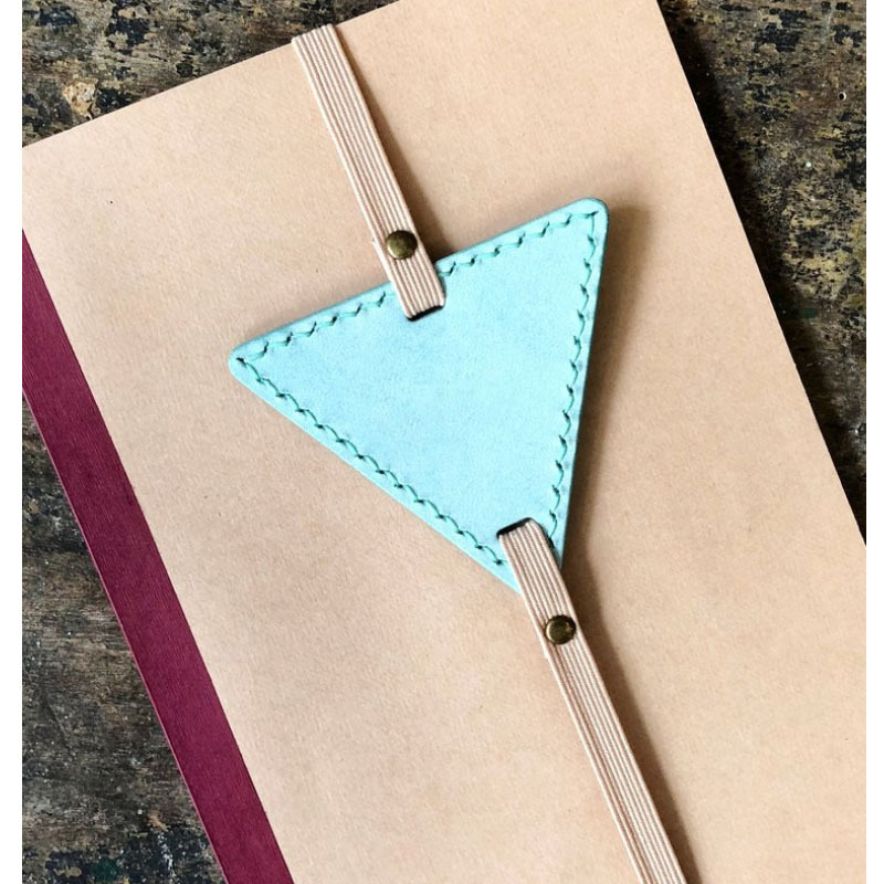 创意皮革书签 三角形书页夹 学生书籍记事本书签 绑带书签