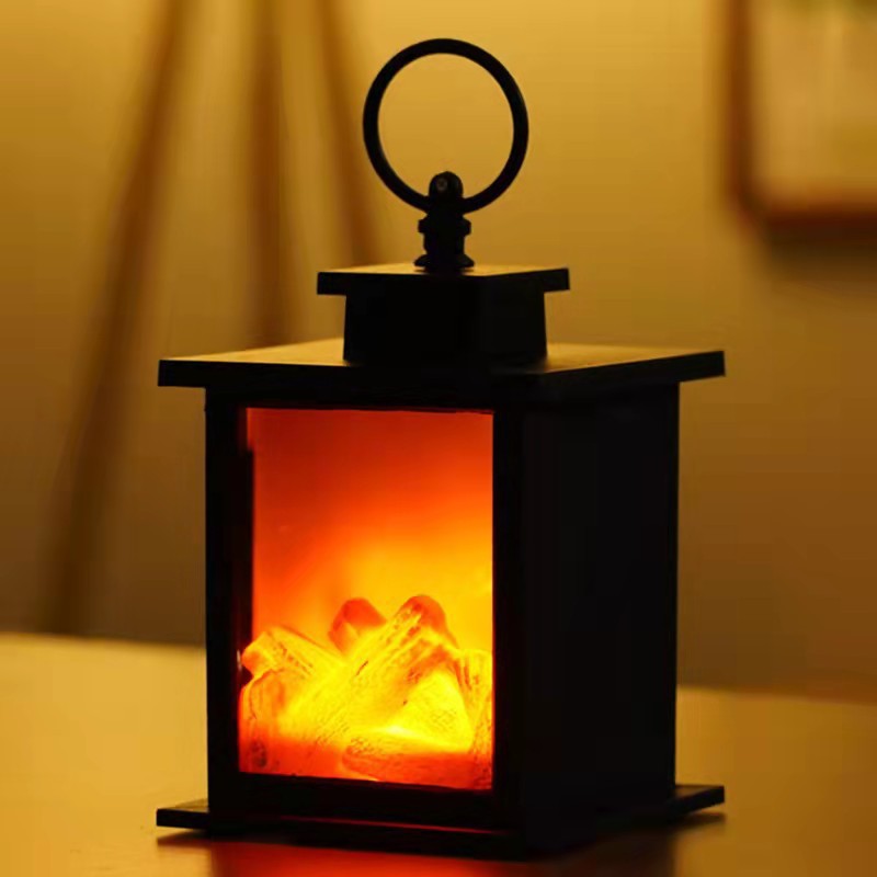 Led Carbon Fire Flame Lamp Fashion Retro Style Lamp Fireplace Lamp Portable Lantern Hanging Lamp Christmas Room Layout Decoration