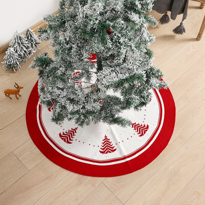 2022 Christmas Tree Skirt round Knitted Tree Base Apron Christmas-Tree Skirt Scene Decoration and Layout Supplies