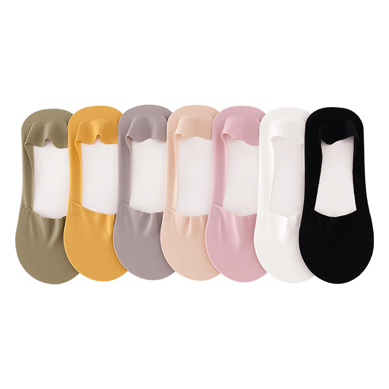 Socks Women's Boat Socks Low-Cut Spring Summer Pure Cotton Socks Full Cotton Thin Section Japanese Silicone Non-Slip Tight Invisible Socks