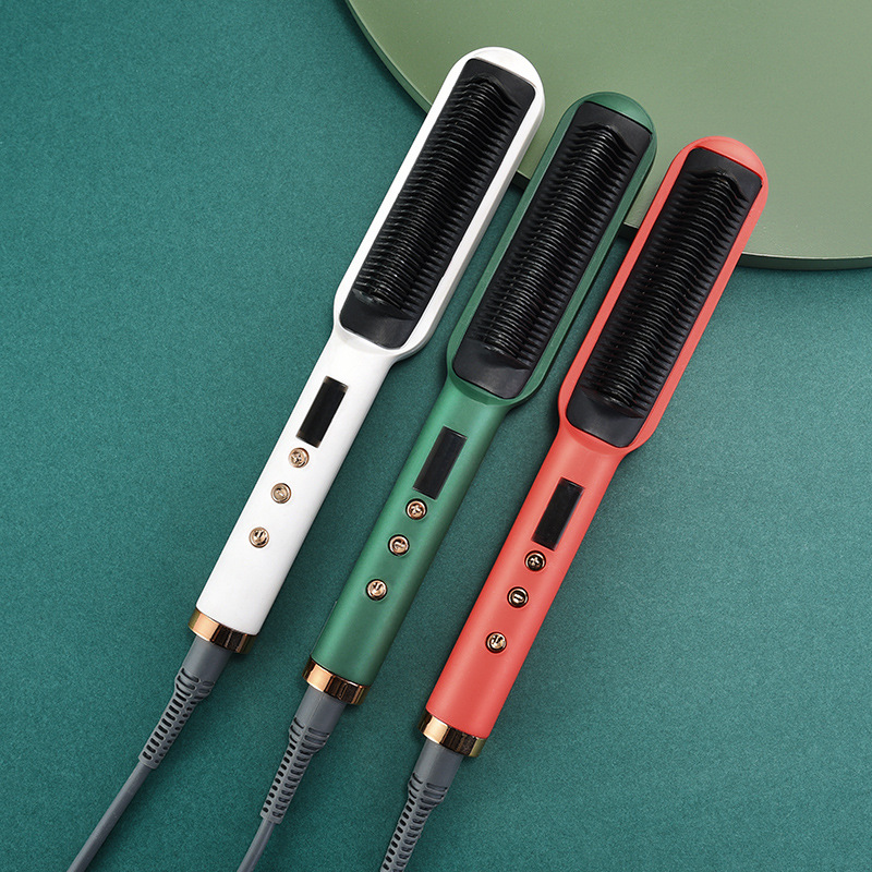 亚马逊直供卷直二合一热风梳负离子直发梳干湿两用电动直发梳子