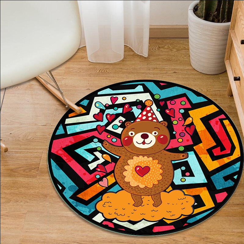 Children's Room Cartoon Cartoon round Carpet Bedroom Cute Computer Chair Turn Chair Cushion Tent Hanging Basket Crawling Carpet